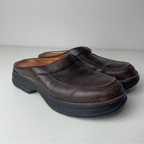 Timberland Brown Leather Smart Comfort System Slip On Mules Size 7 - Picture 1 of 7